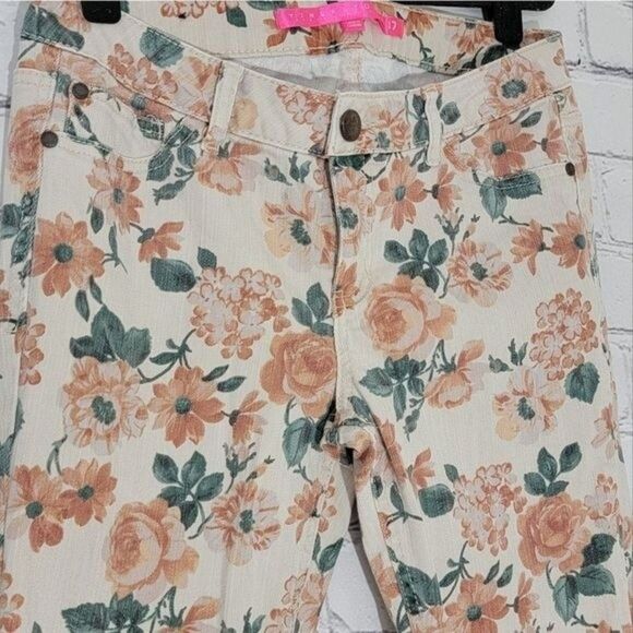 Tinseltown Size 7 Juniors Boho Hippie Retro Floral Rose Jeans - Picture 4 of 6
